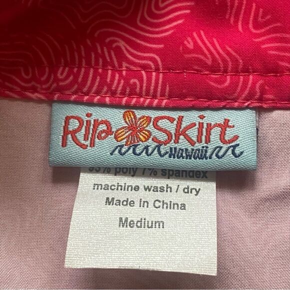 Rip Skirt Hawaii Pink Floral Hibiscus Design Wrap Skirt Size Medium - Picture 3 of 11
